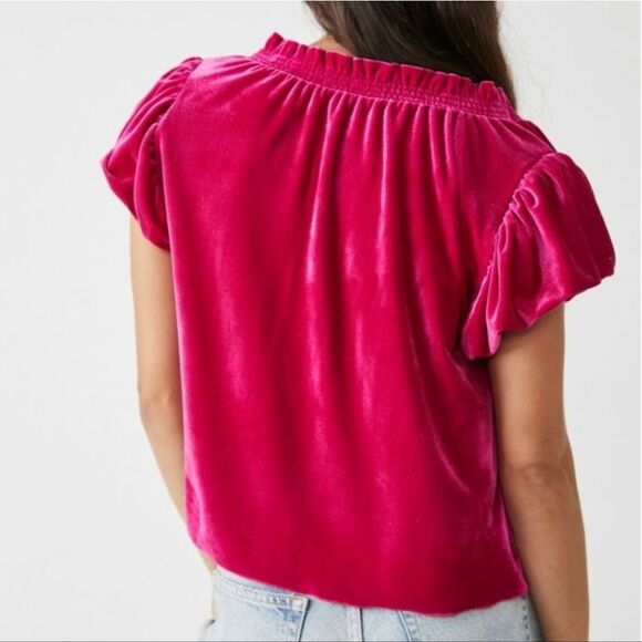 Free People Tops Free People Terese Top Womens Size Small Velvet Velour - Picture 2 of 12